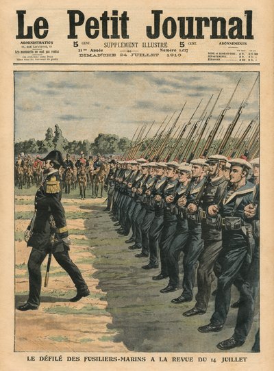 Marins en parade lors de la revue du 14 juillet, illustration du 